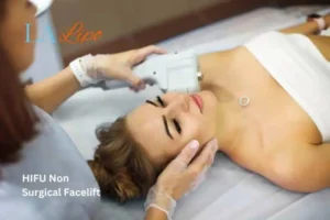 Woman having Hi-Fu to reduce wrinkles Cumbernauld.