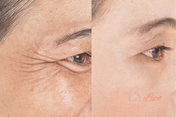 Before and after results of woman - HI-fu wrinkles reduction treatment Cumbernauld