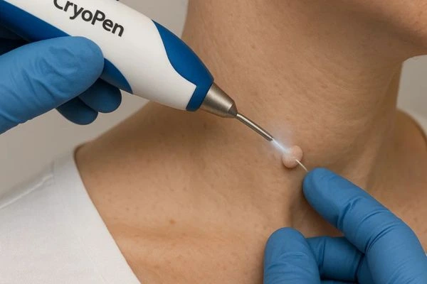 Person receiving Cryotherapy skin tag removal Cumbernauld