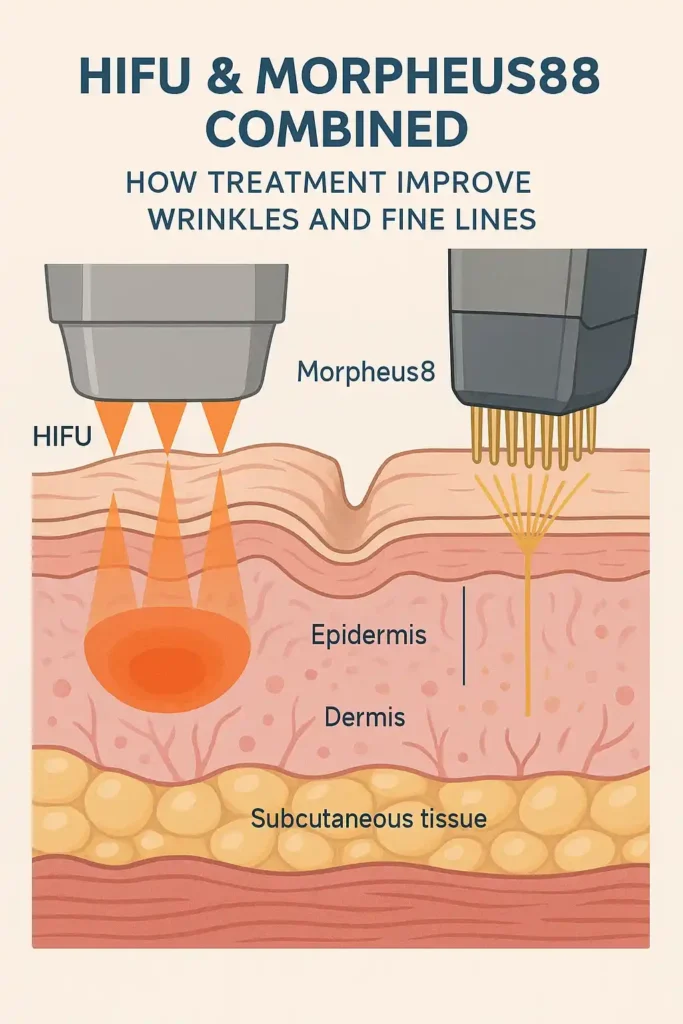 Diagram showing HIFU & Morpeus8 Cumbernauld and the benefits for reduction in wrinkles and fine lines